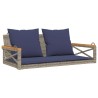 Balancelle avec coussins gris 109x62x40 cm résine tressée 557411557411