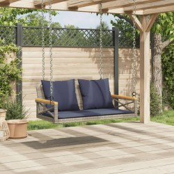 Balancelle avec coussins gris 109x62x40 cm résine tressée 557411557411