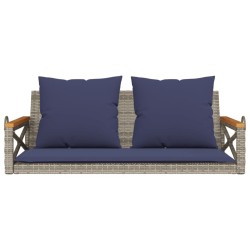 Balancelle avec coussins gris 109x62x40 cm résine tressée 557411557411