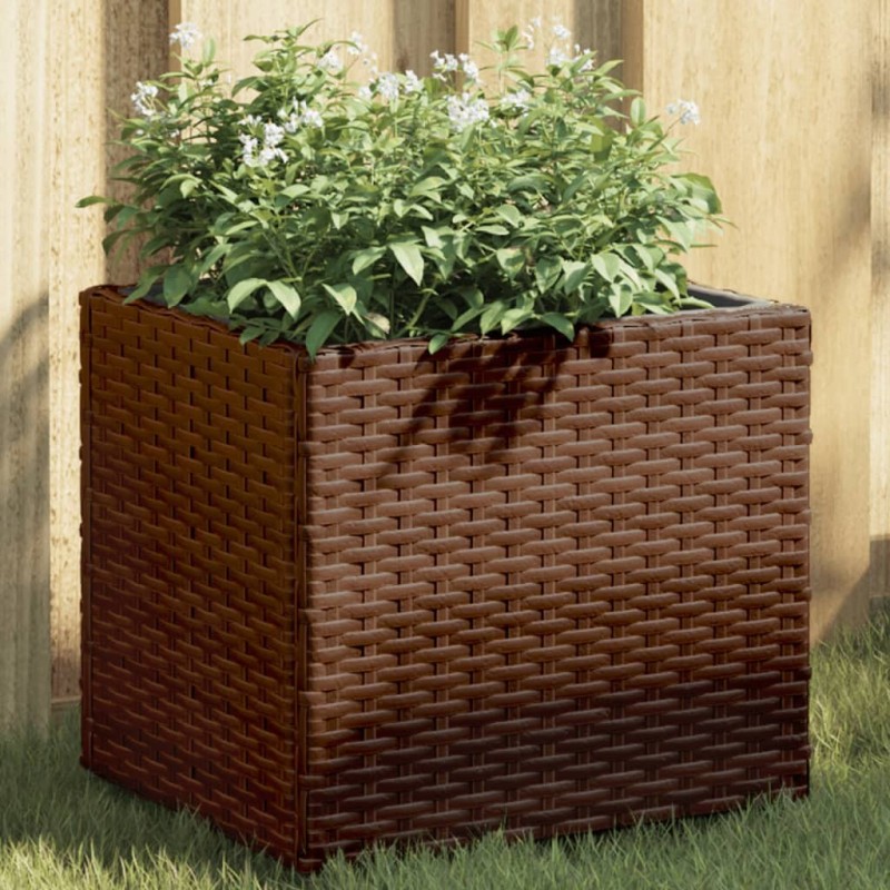 Jardinière marron 36x30x32 cm résine tressée 557413557413