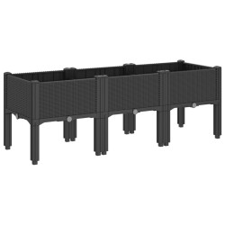 Jardinière avec pieds noir 120x40x42 cm PP 557415557415