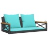 Balancelle avec coussins noir 109x62x40 cm résine tressée 557420557420