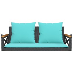 Balancelle avec coussins noir 109x62x40 cm résine tressée 557420557420