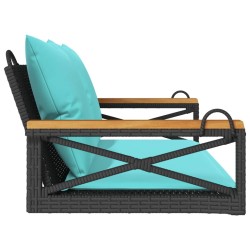 Balancelle avec coussins noir 109x62x40 cm résine tressée 557420557420