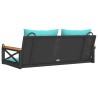 Balancelle avec coussins noir 109x62x40 cm résine tressée 557420557420