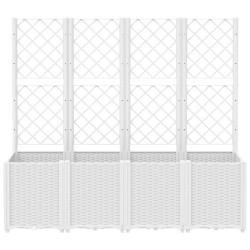 Jardinière avec treillis blanc 160x40x140 cm PP 557429557429