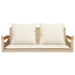 Balancelle avec coussins beige 109x62x40 cm résine tressée 557433557433