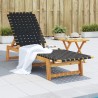 Chaises longues noir bois d'acacia solide et tissu 557437557437