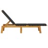 Chaises longues noir bois d'acacia solide et tissu 557437557437