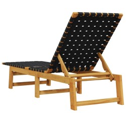 Chaises longues noir bois d'acacia solide et tissu 557437557437