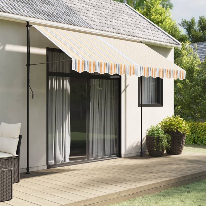 Tissu de remplacement pour auvent rayures multicolores 3x2,5 m 557450557450