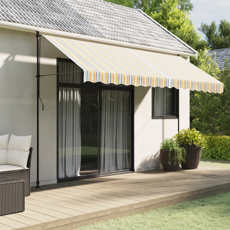 Tissu de remplacement pour auvent rayures multicolores 4x3 m 557451557451
