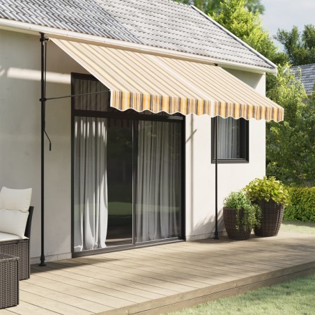 Tissu de remplacement pour auvent rayures multicolores 3x2,5 m 557452557452