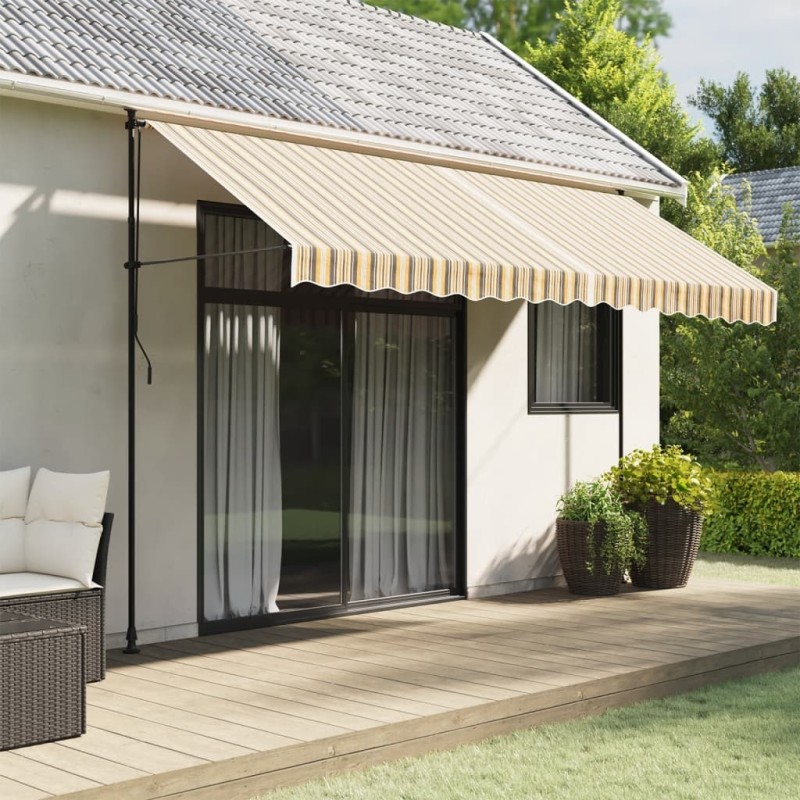 Tissu de remplacement pour auvent rayures multicolores 4x3 m 557453557453