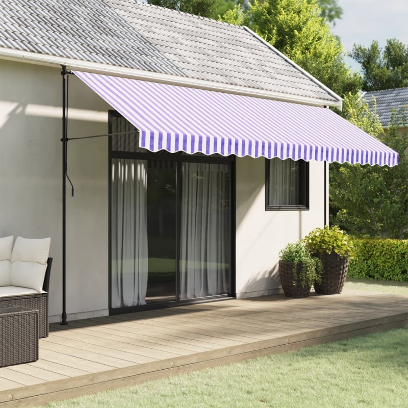 Tissu de remplacement de cantonnière d’auvent rayure bleu blanc 557456557456