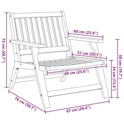 Banc de Relaxation 2 pcs Marron Bois d'Acacia Massif 557457557457