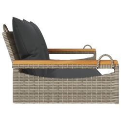 Balancelle avec coussins gris 109x62x40 cm résine tressée 557463557463