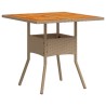 Table de jardin beige 80x80x75 cm résine tressée et bois acacia 557471557471