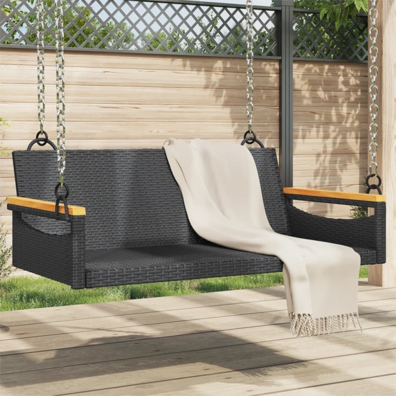 Balancelle noir 109x62x40 cm résine tressée 557472557472