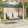 Balancelle avec coussins noir 109x62x40 cm résine tressée 557475557475