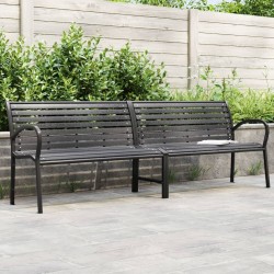 Banc double de jardin noir 231 cm acier et WPC  557480557480