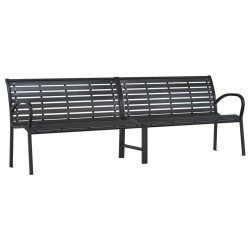 Banc double de jardin noir 231 cm acier et WPC  557480557480