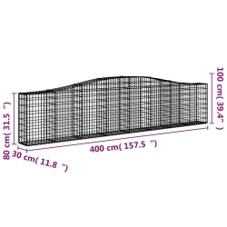 Paniers à gabions arqués 3 pcs 400x30x80/100 cm Fer galvanisé 557491557491