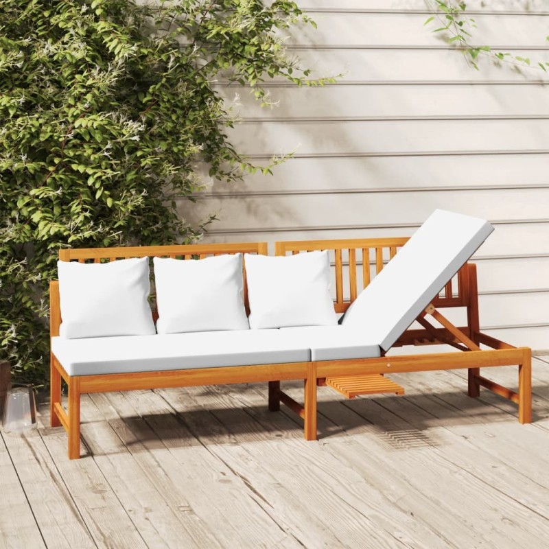 Lit de jour avec coussin crème 200x60x75cm Bois d'acacia solide  557493557493