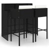 Ensemble de bar de jardin 3 pcs et coussins Résine tressée Noir 557494557494