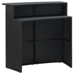 Ensemble de bar de jardin 3 pcs et coussins Résine tressée Noir 557494557494