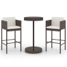 Meubles de bar de jardin 3pcs et coussins Résine tressée Marron 557503557503