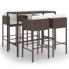 Meubles de bar de jardin 5pcs et coussins Résine tressée Marron 557504557504