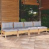 Canapé 4 places de jardin et coussins gris Bois de pin solide 557506557506
