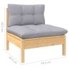 Canapé 4 places de jardin et coussins gris Bois de pin solide 557506557506