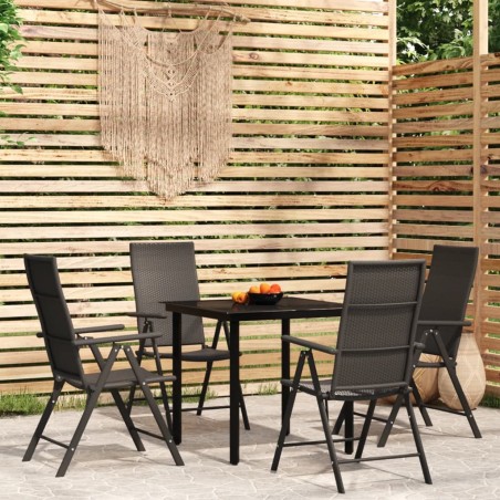 Ensemble à manger de jardin 5 pcs Noir 557511557511