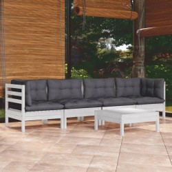 Salon de jardin 5 pcs avec coussins bois de pin massif 557513557513