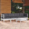Salon de jardin 5 pcs avec coussins bois de pin massif 557513557513