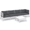 Salon de jardin 5 pcs avec coussins bois de pin massif 557513557513
