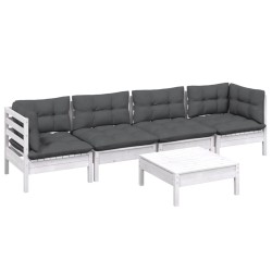 Salon de jardin 5 pcs avec coussins bois de pin massif 557513557513
