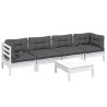 Salon de jardin 5 pcs avec coussins bois de pin massif 557513557513