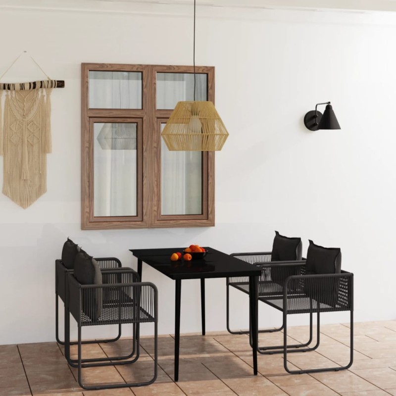 Ensemble à manger de jardin 5 pcs Noir 557514557514