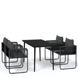 Ensemble à manger de jardin 5 pcs Noir 557514557514