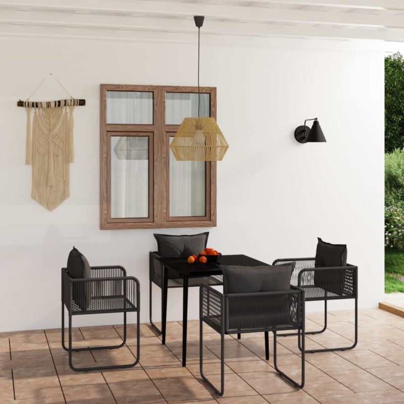 Ensemble à manger de jardin 5 pcs Noir 557515557515