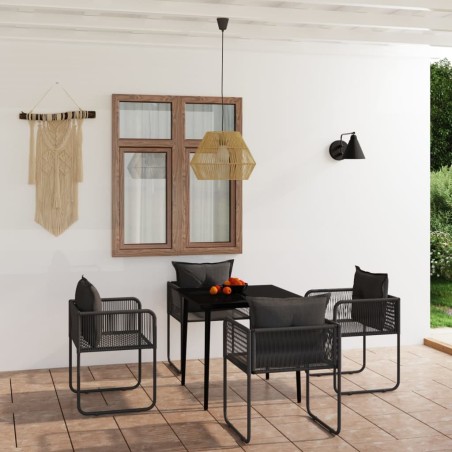 Ensemble à manger de jardin 5 pcs Noir 557515557515
