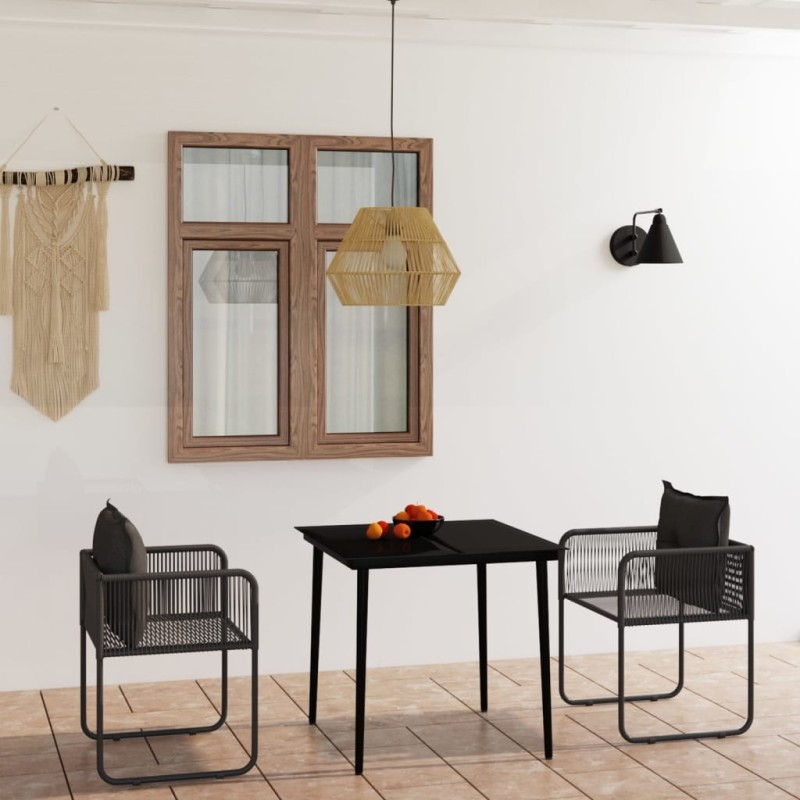 Ensemble à manger de jardin 3 pcs Noir 557516557516