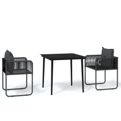 Ensemble à manger de jardin 3 pcs Noir 557516557516