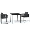 Ensemble à manger de jardin 3 pcs Noir 557516557516