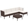 Salon de jardin 6 pcs avec coussins Résine tressée Marron 557518557518