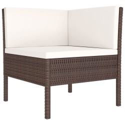 Salon de jardin 6 pcs avec coussins Résine tressée Marron 557518557518