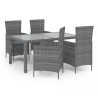 Ensemble à manger d'extérieur 5pcs coussins résine tressée gris 557519557519